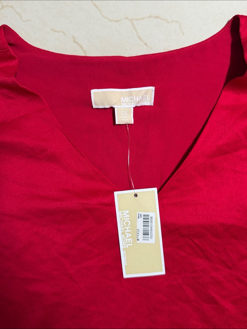 MICHAEL Michael Kors Bright Red V-Neck Sleeveless Top